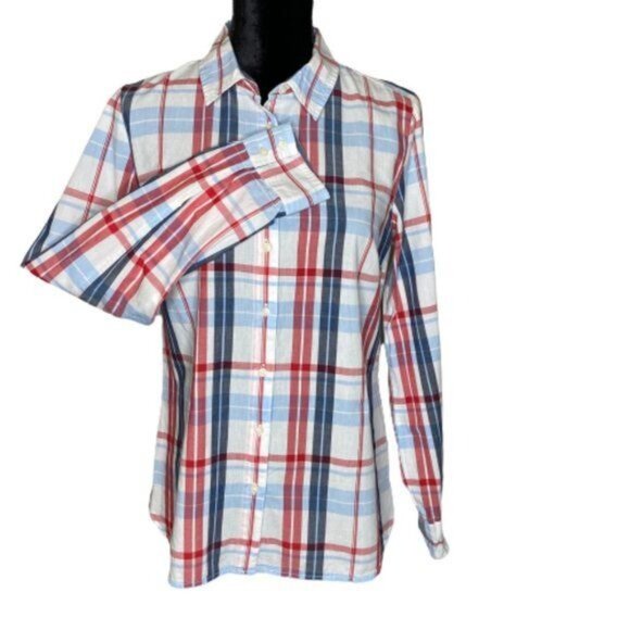 Tommy Hilfiger Womens Classic Fit Plaid Button-Up Shirt Long Sleeve Collared M - Picture 1 of 15
